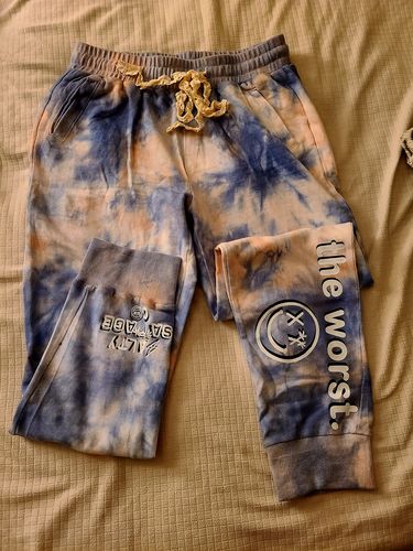 Customer photo review of Salty Savage Ladies “the worst.” Sweatpants/Joggers | Galaxy Tie Dye
