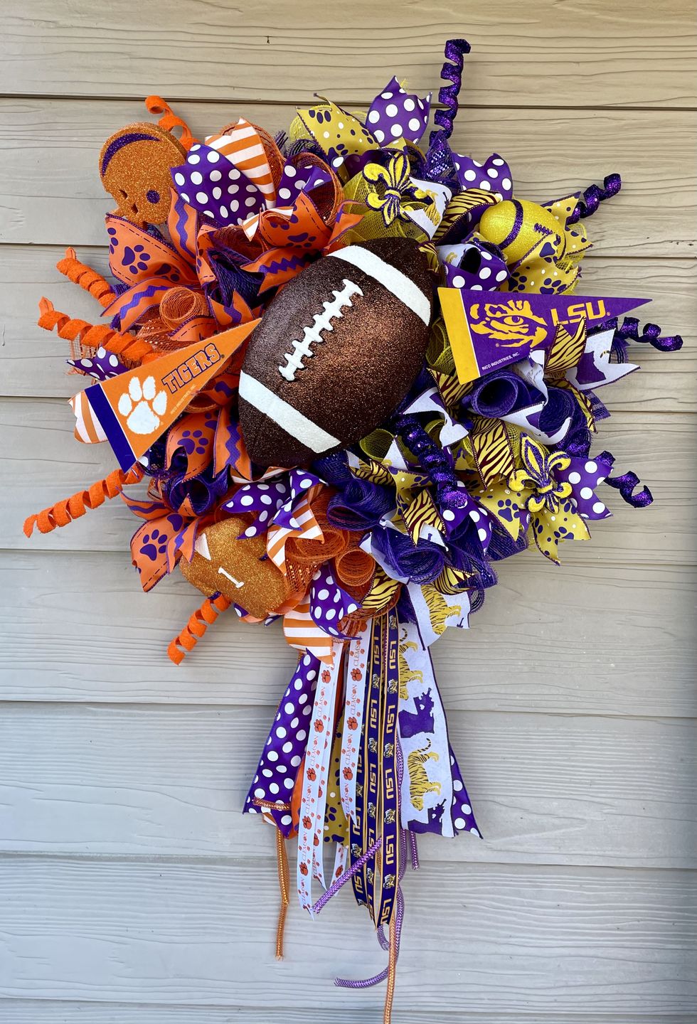 Customer photo review of Wreath Sign, 11"L FOOTBALL CHOCOLATE GLITTER MZ2057, DecoExchange, Sign For Wreath