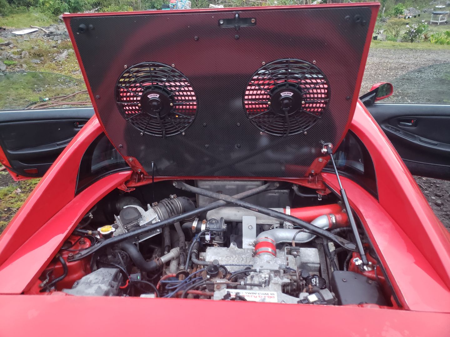 Customer photo review of Engine Lid Dual Fan Shroud (Forged Carbon Fiber/Mirror Finish/Carbon Fiber/Raw Aluminum)