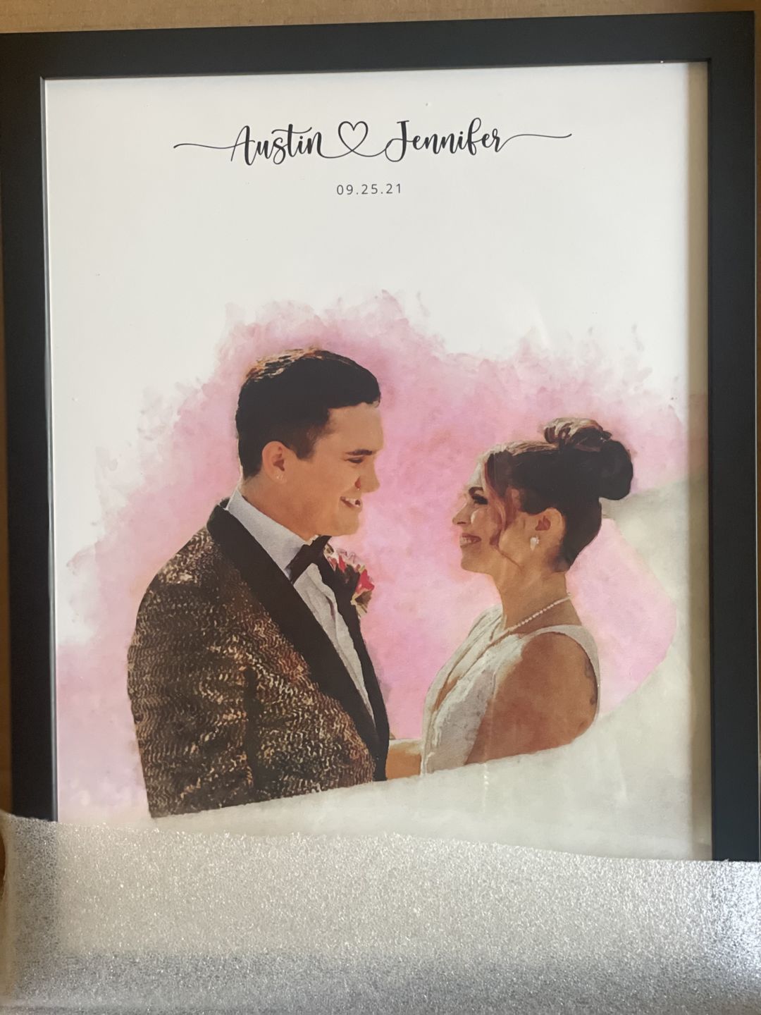 Customer photo review of Custom Newly Married Anniversary Wedding Couple Portrait