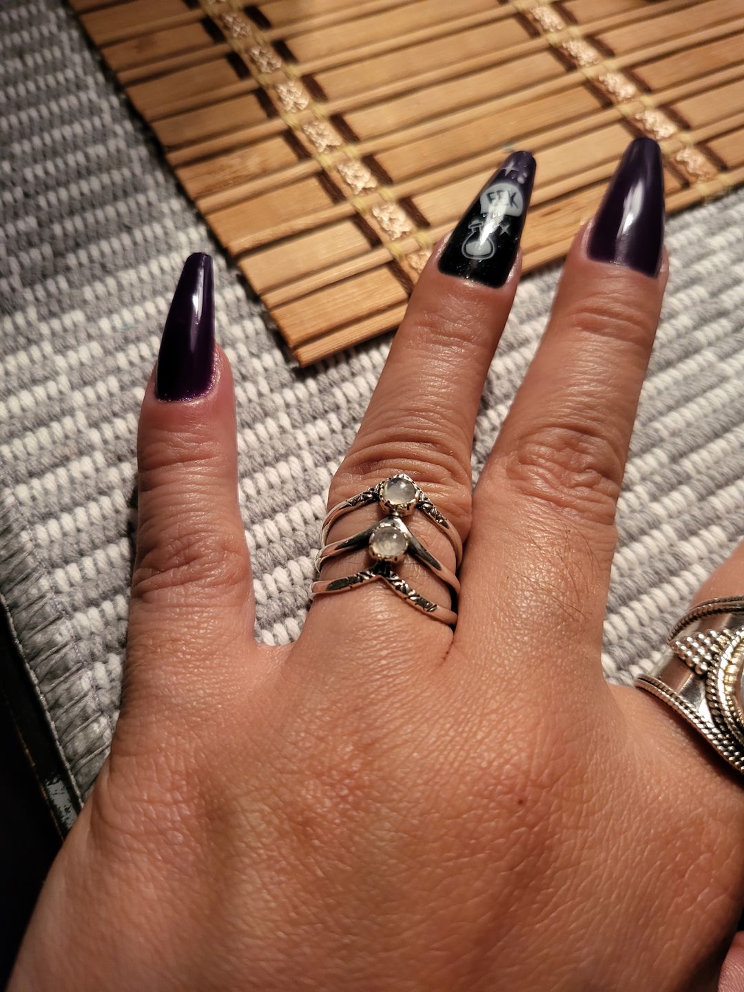 Customer photo review of Triple Chevron Boho Ring with Moonstone Sterling Silver
