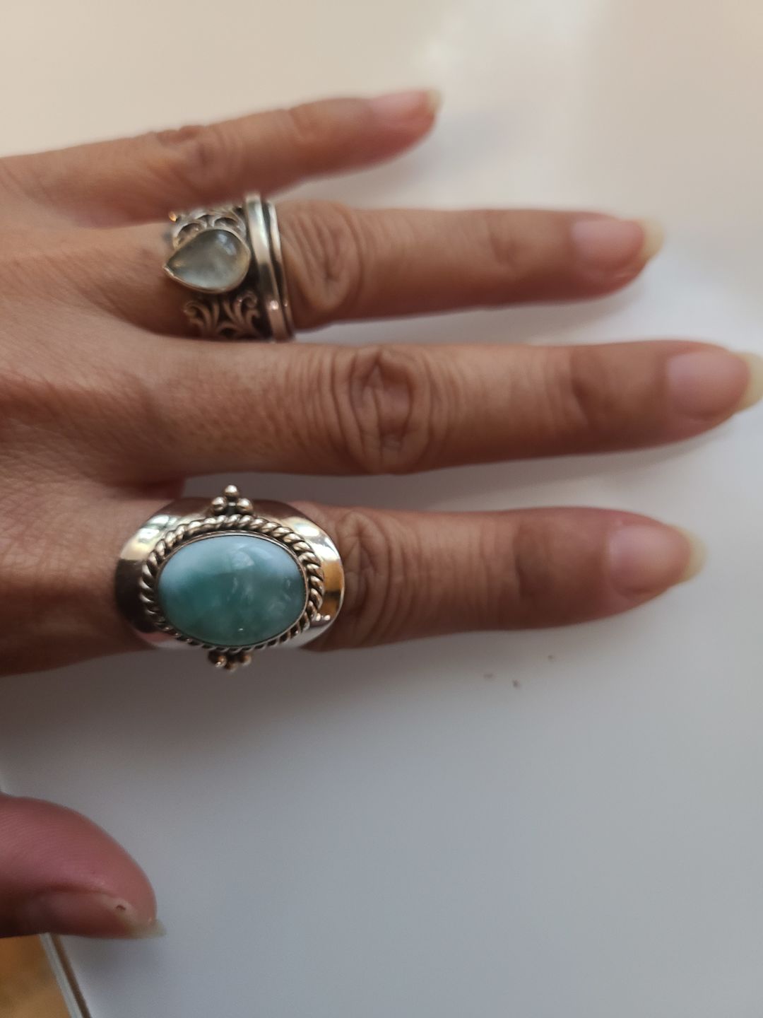 Customer photo review of Larimar Sterling Silver Boho Ring for Women