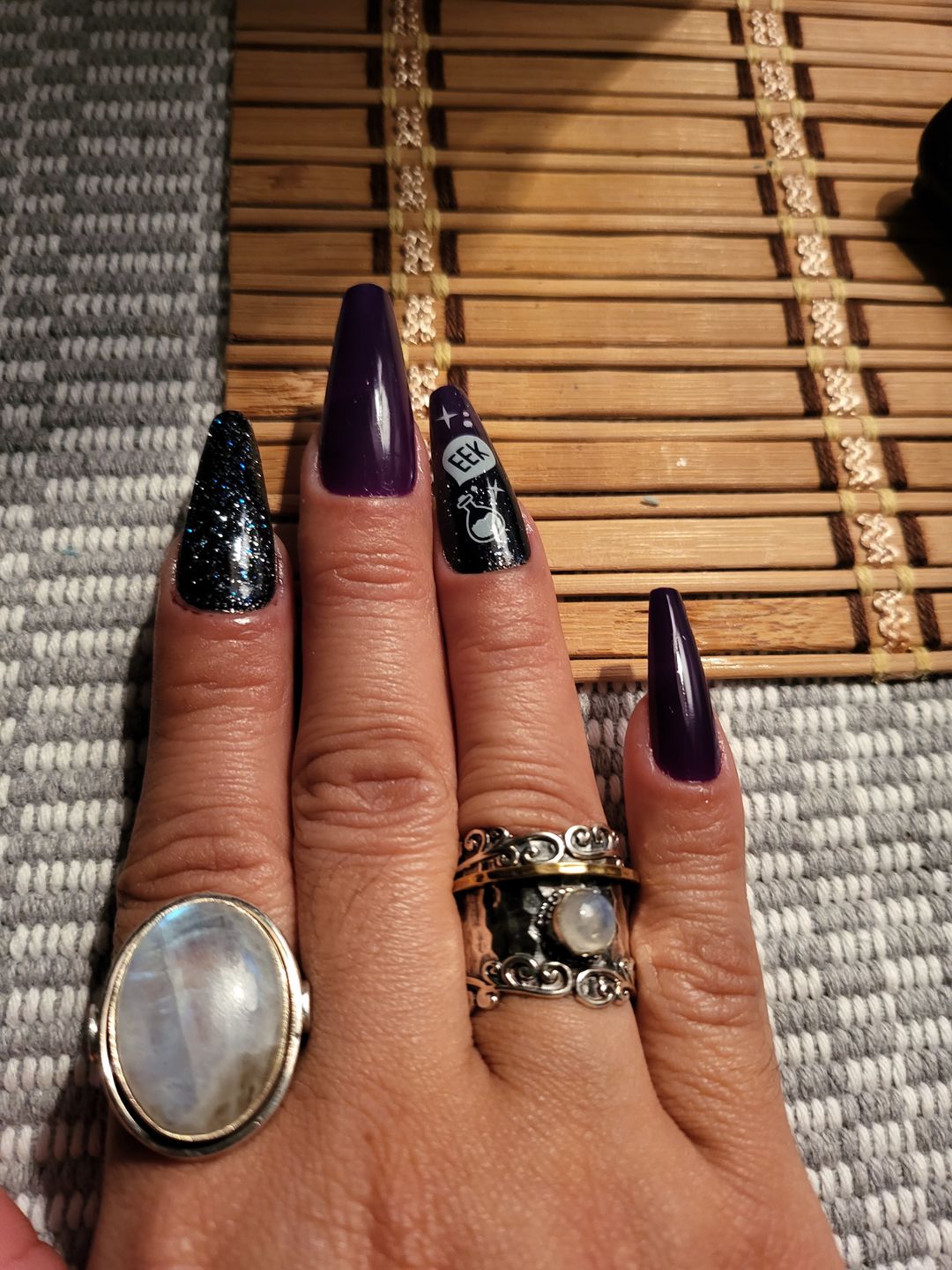 Customer photo review of Sterling Silver Rainbow Moonstone Ring