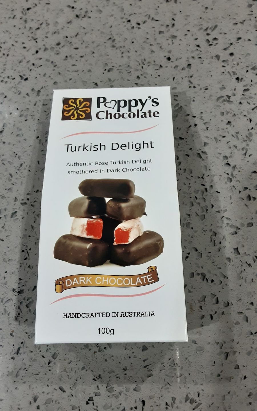Customer photo review of Chocolate Coated Turkish Delight Dark Chocolate 100g