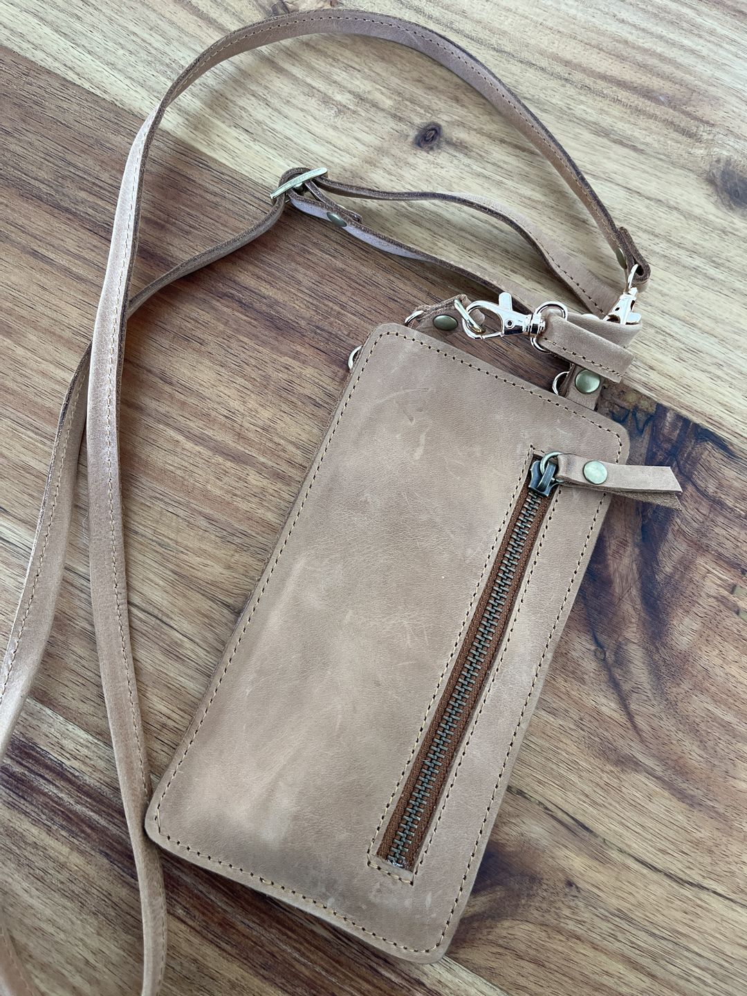 Customer photo review of Leather Pouch & Phone Cover Combo (Fudge)