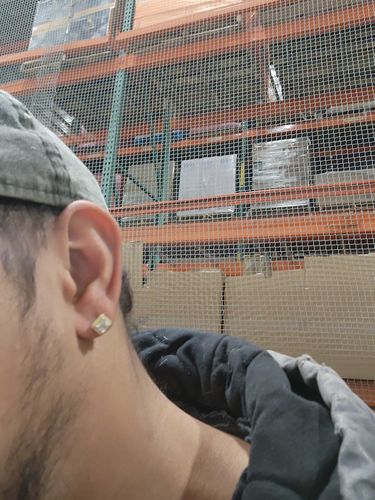 Customer photo review of Certified VVS1 Asscher Cut Halo Moissanite Earrings