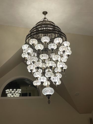 Customer photo review of Turkish Mosaic Chandelier With 51  Large Globes  ,ID: 153,