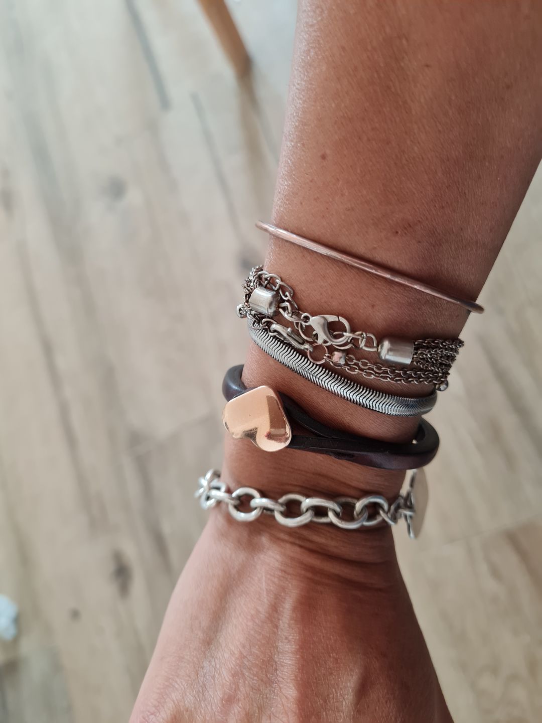 Customer photo review of Bracciale pelle Cuore Mio Oro Rosa Tulsi