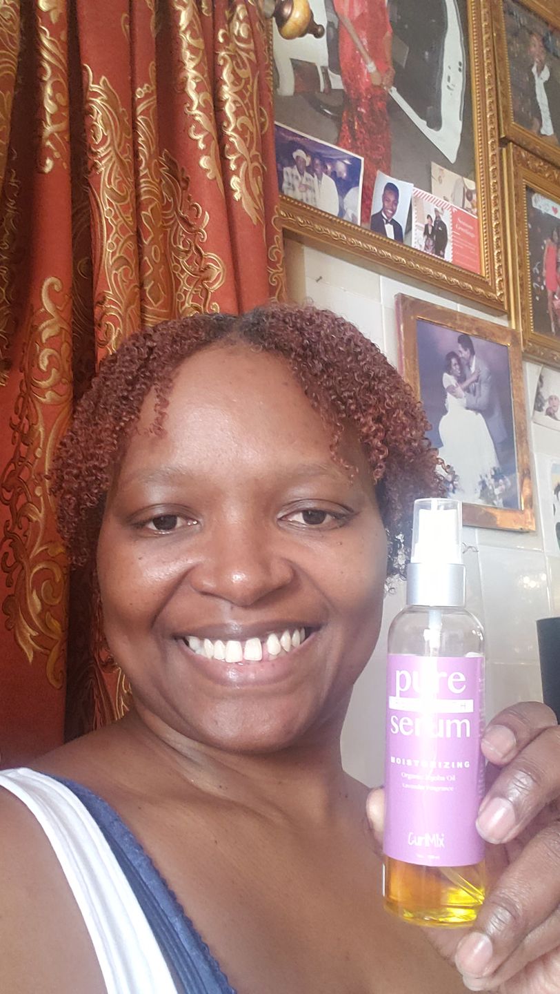 Customer photo review of Hair Growth Serum for Curly Hair with Organic Jojoba Oil for Moisturizing and Lavender Fragrance