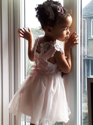 Customer photo review of Kentucky Pearl Lace Dress Pink (1-6 Years)