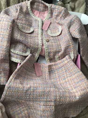 Customer photo review of EMIE Pink Tweed Jacket and Skirt Set (Next Day Delivery Available)