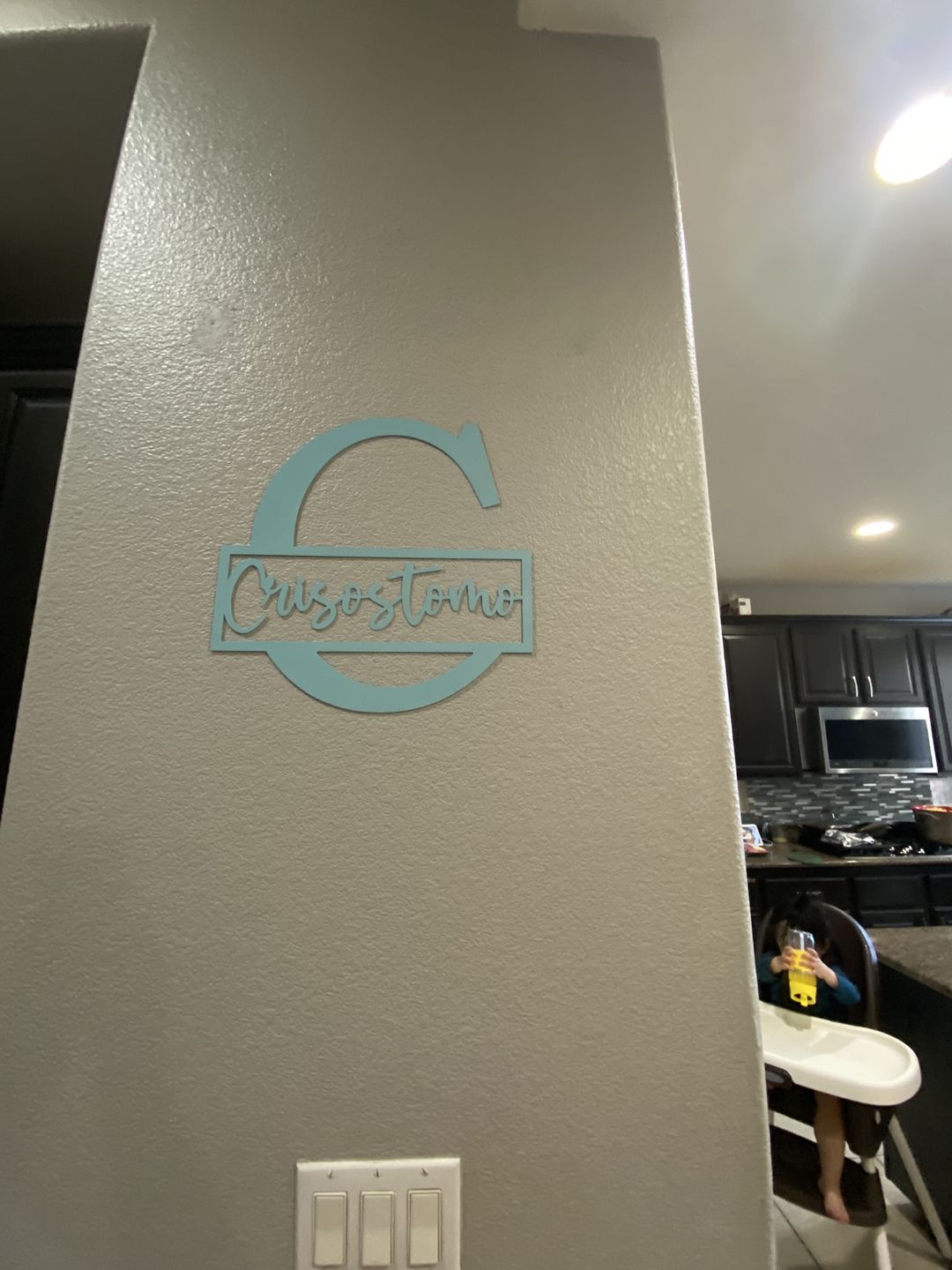 Customer photo review of Script Letter Monogram  - 2 Sizes -  Personalized Metal Family Monogram Last Name Sign