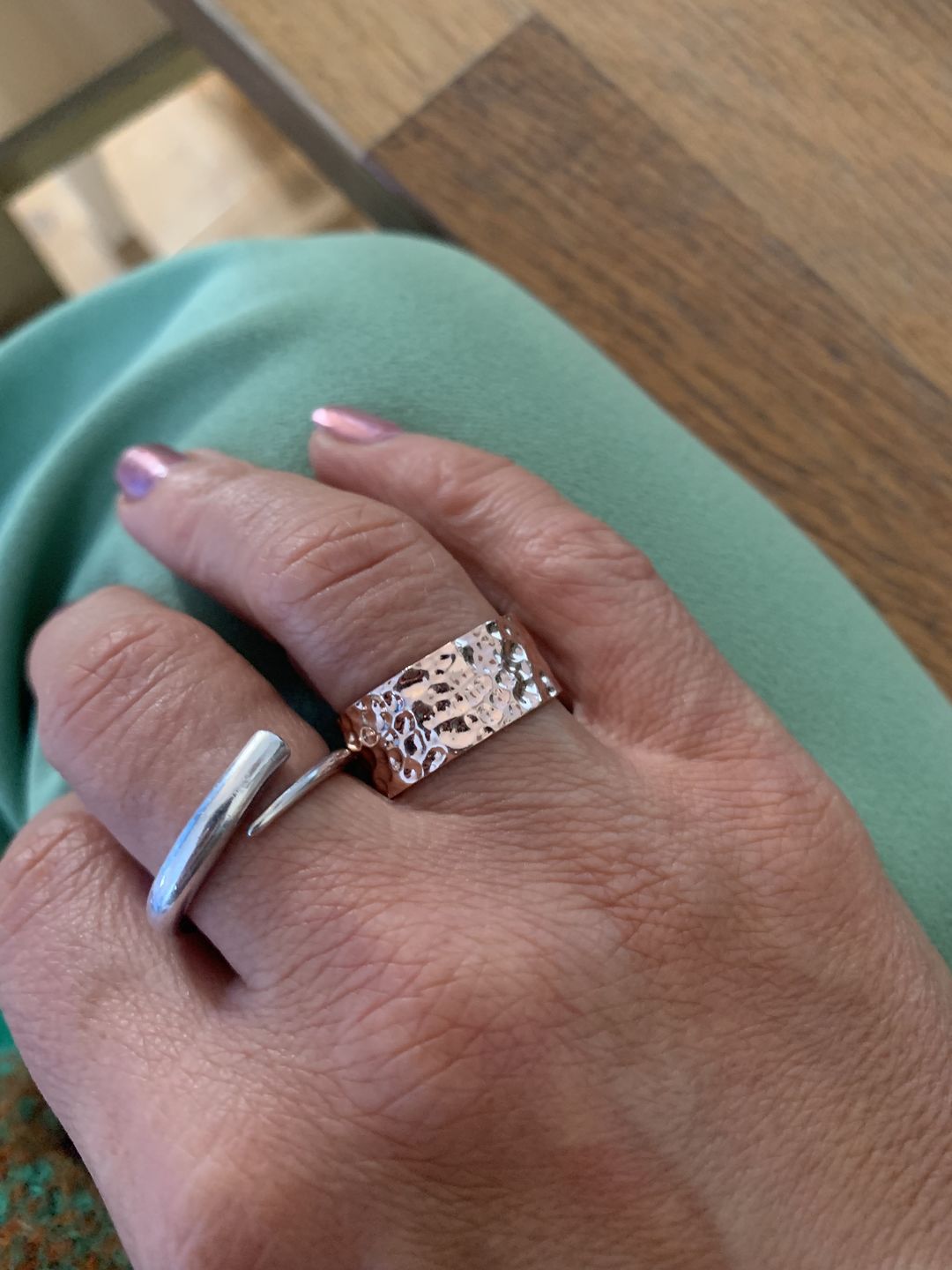 Customer photo review of Grecian Hammered Silver Stacking Ring