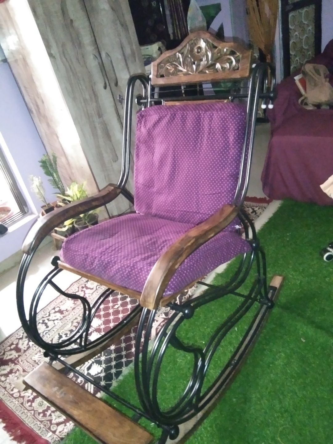Customer photo review of Wooden & Iron Rocking Chair Wooden Chair Swing Chair