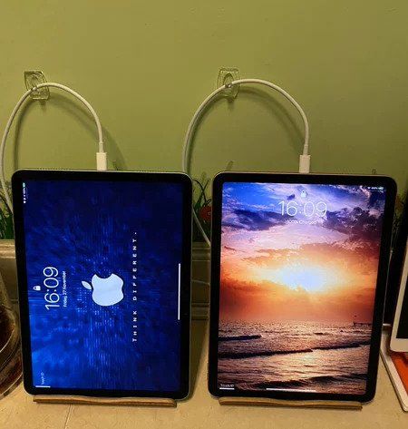 Customer photo review of Wooden Tablet Holder for Desk