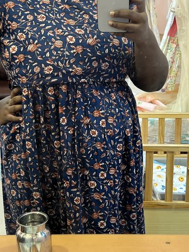 Customer photo review of Red and Blue Floral Block Print Maxi