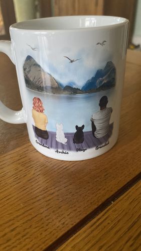 Customer photo review of Couple & Dogs -You me and the dog Personalised Mug