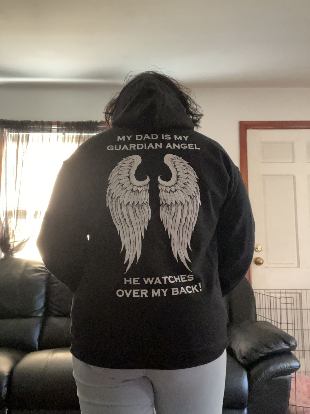 Customer photo review of My Dad Is My Guardian Angel Hoodie