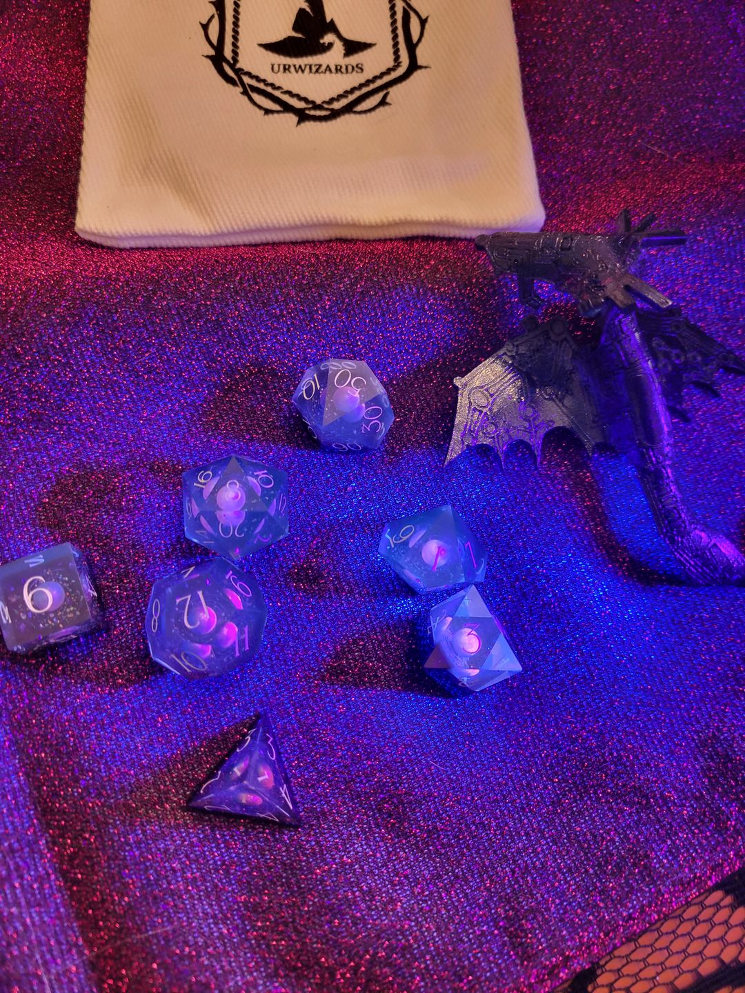 Customer photo review of URWizards D&D Resin Engraved Dice Set The Galaxy