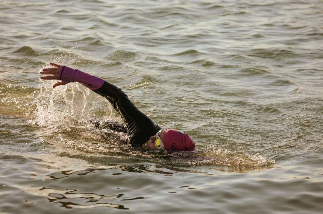 Customer photo review of Long Sleeve Swim Shirt for Women UPF 50+ | Stripes - Pink
