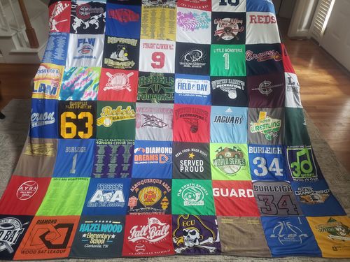 T-shirt quilt featuring jaguars, burleigh by heather from NC