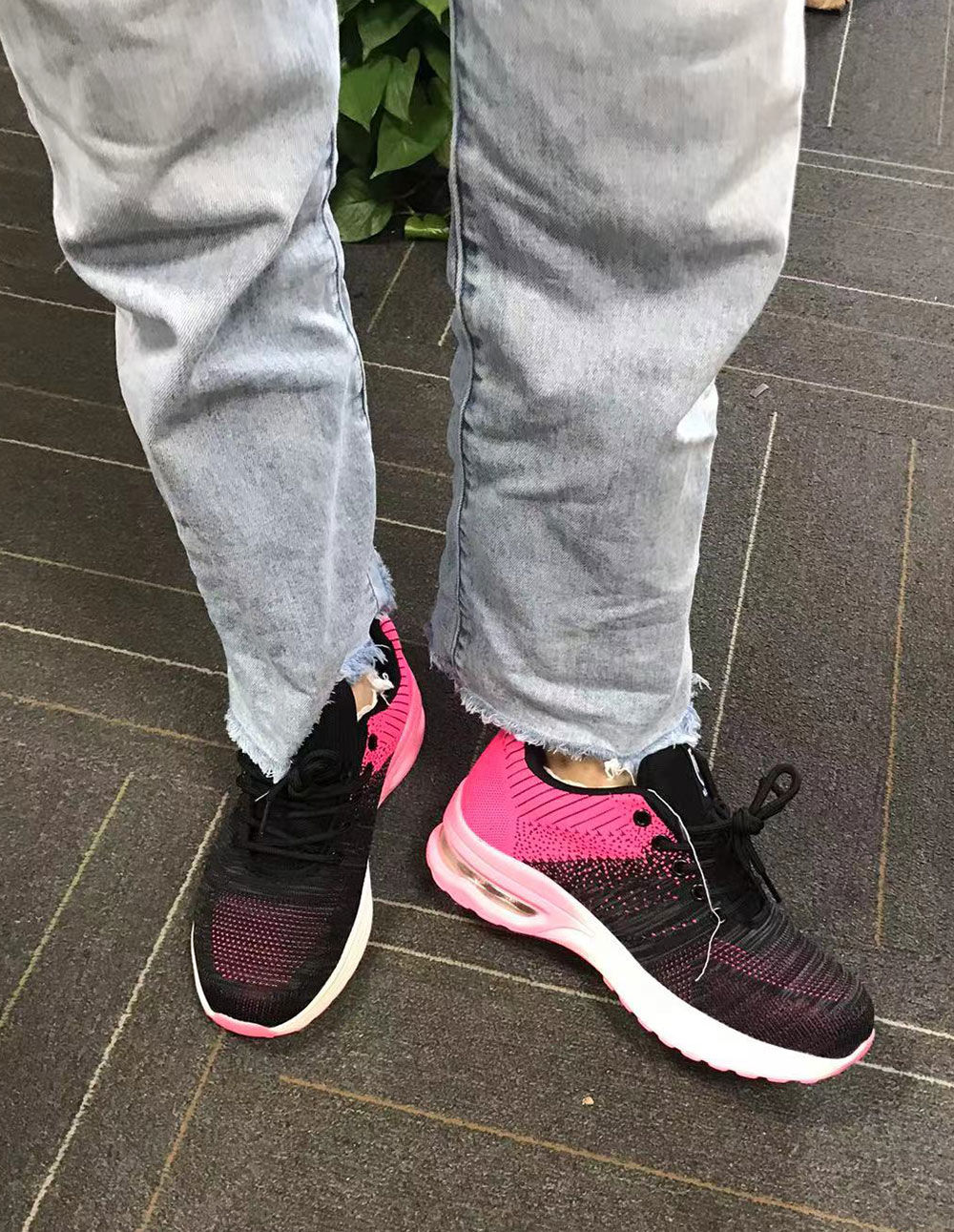 Customer photo review of DSK8 Lightweight Women's Steel Toe Work Shoes Pink