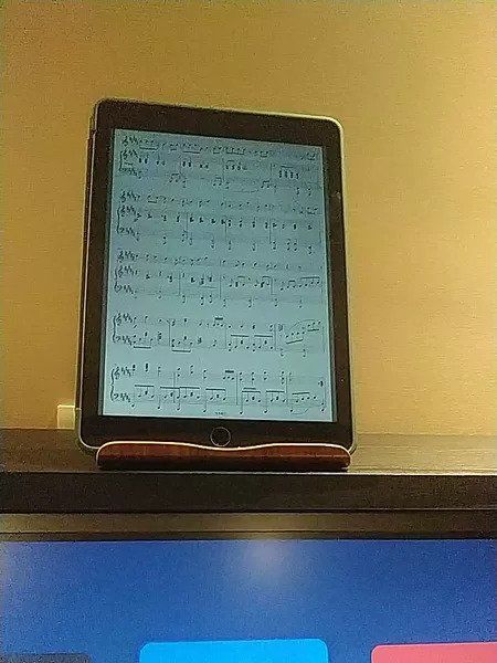 Customer photo review of Wooden Tablet Holder for Desk