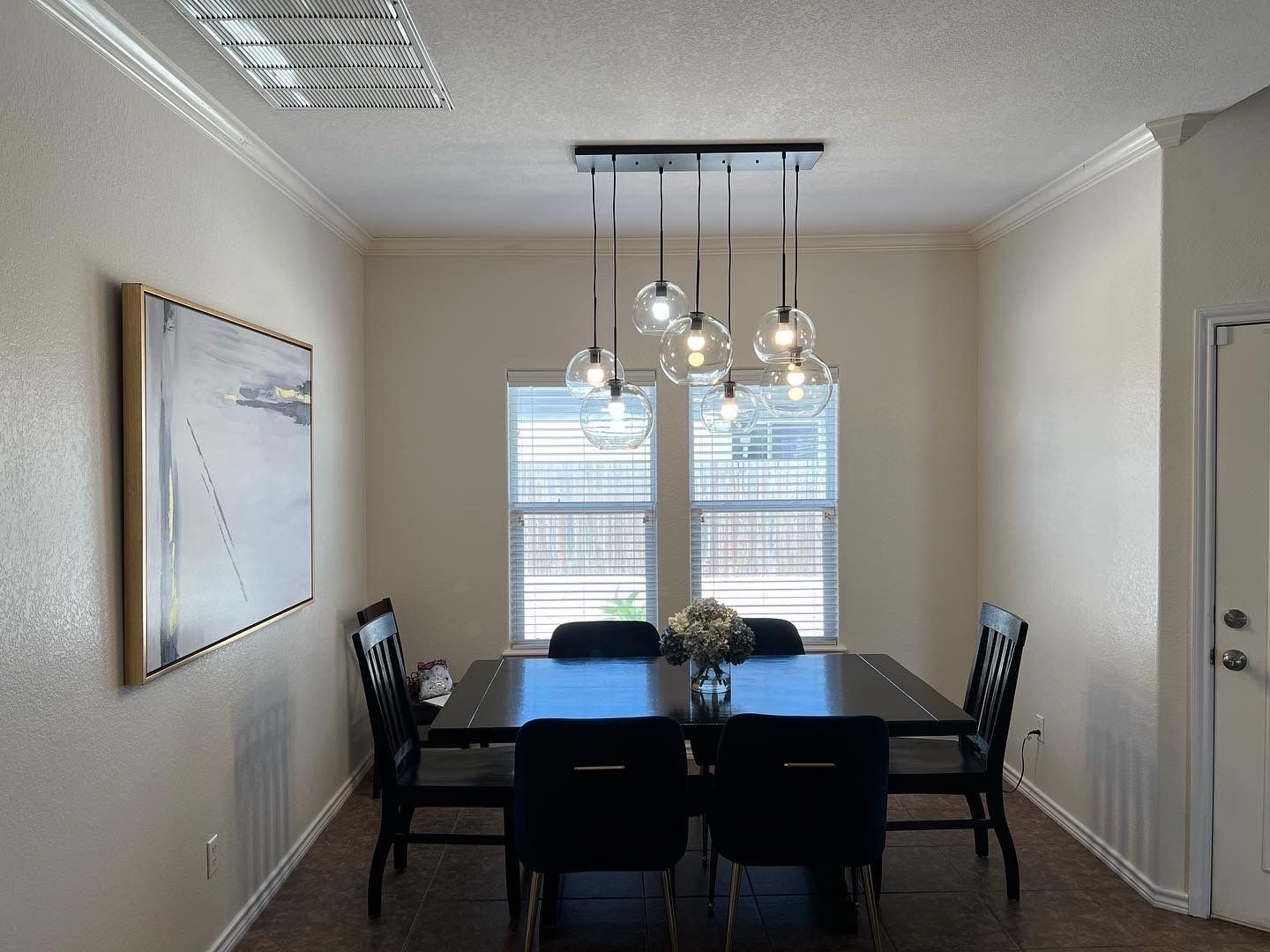 Customer photo review of Modern 7-Light Sculptural Glass Globe Pendant Chandelier