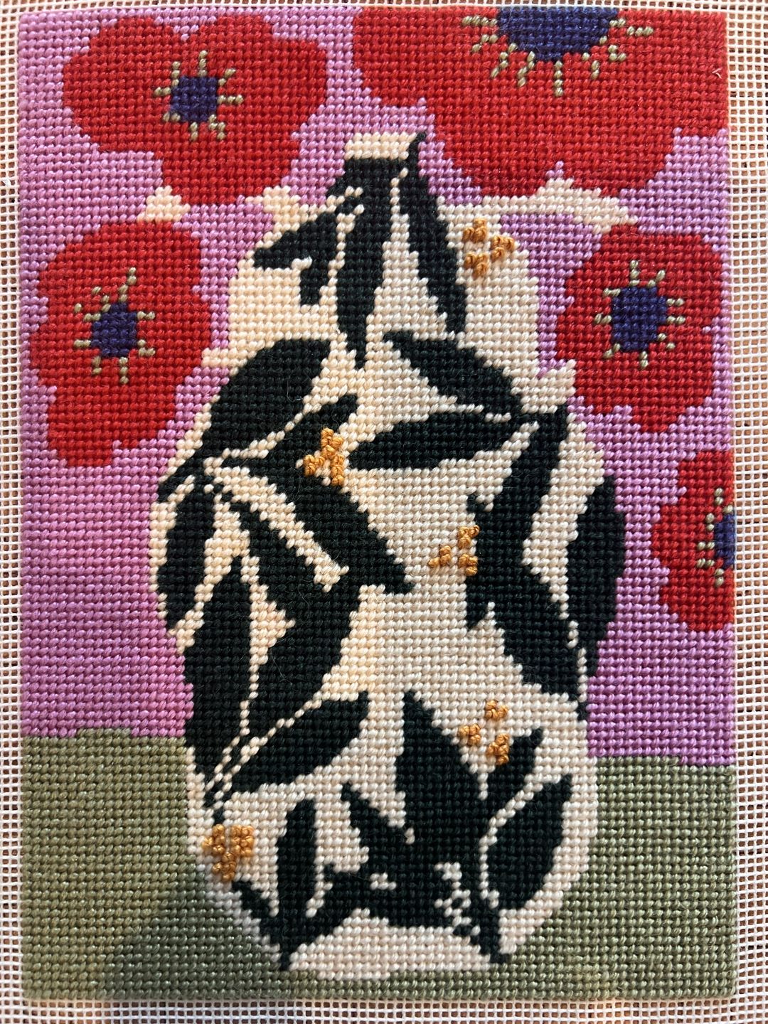 Customer photo review of Poppy Pot Needlepoint Kit