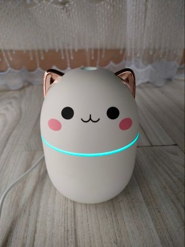 Customer photo review of Cute Blushing Cat Air Humidifier Night Light