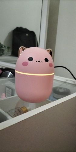 Customer photo review of Cute Blushing Cat Air Humidifier Night Light