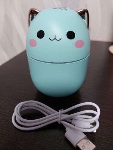 Customer photo review of Cute Blushing Cat Air Humidifier Night Light
