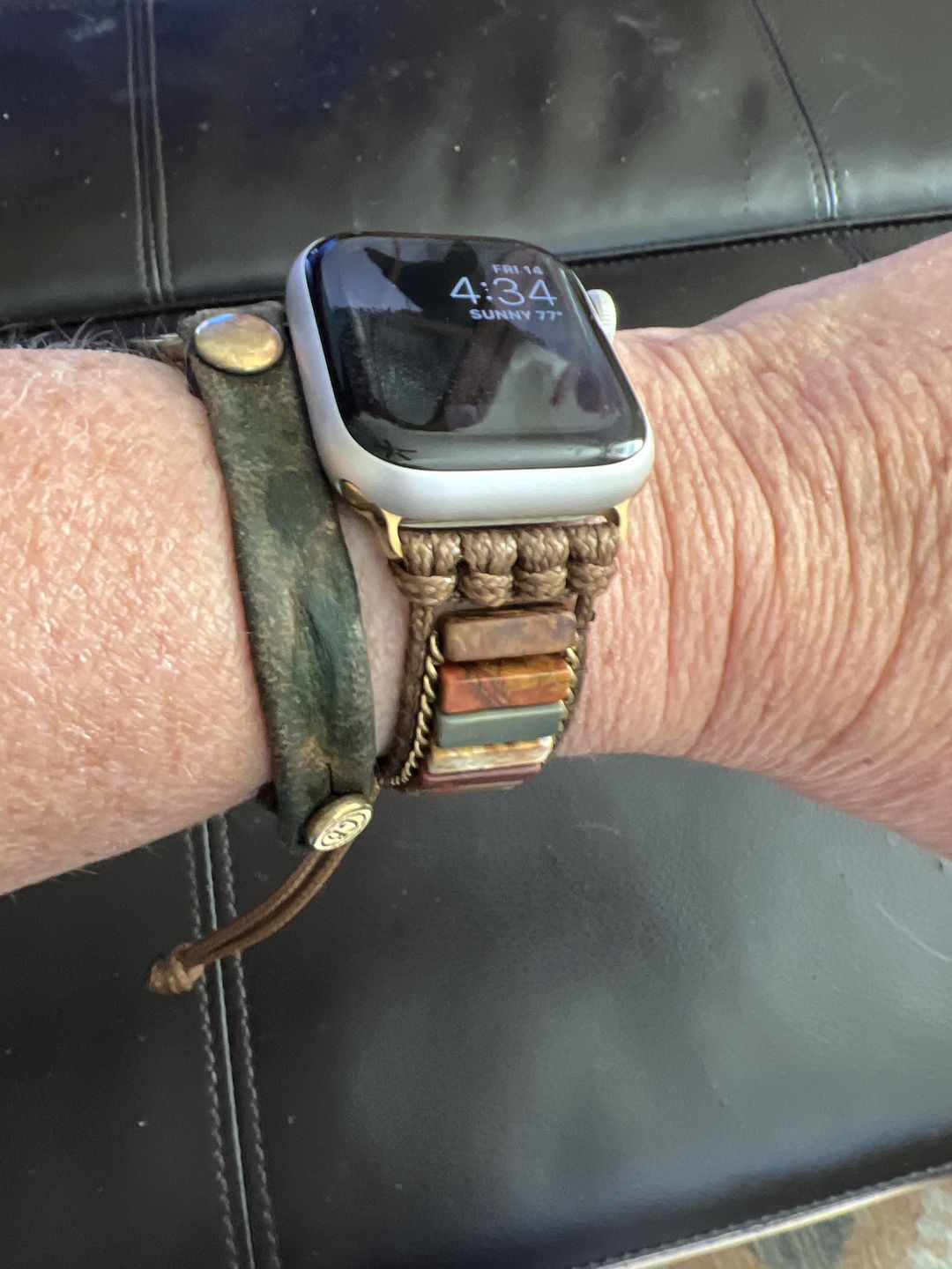 Customer photo review of Delicate Picasso Jasper Apple Watch Strap