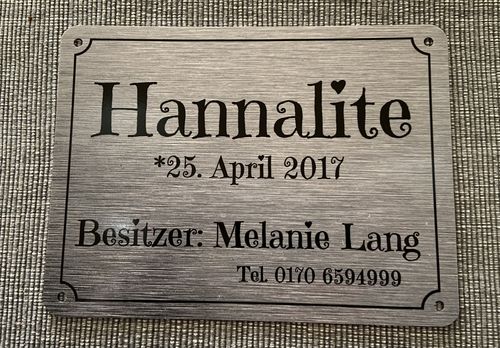 Customer photo review of Pferde Boxenschild Metallic silber mit Wunschtext