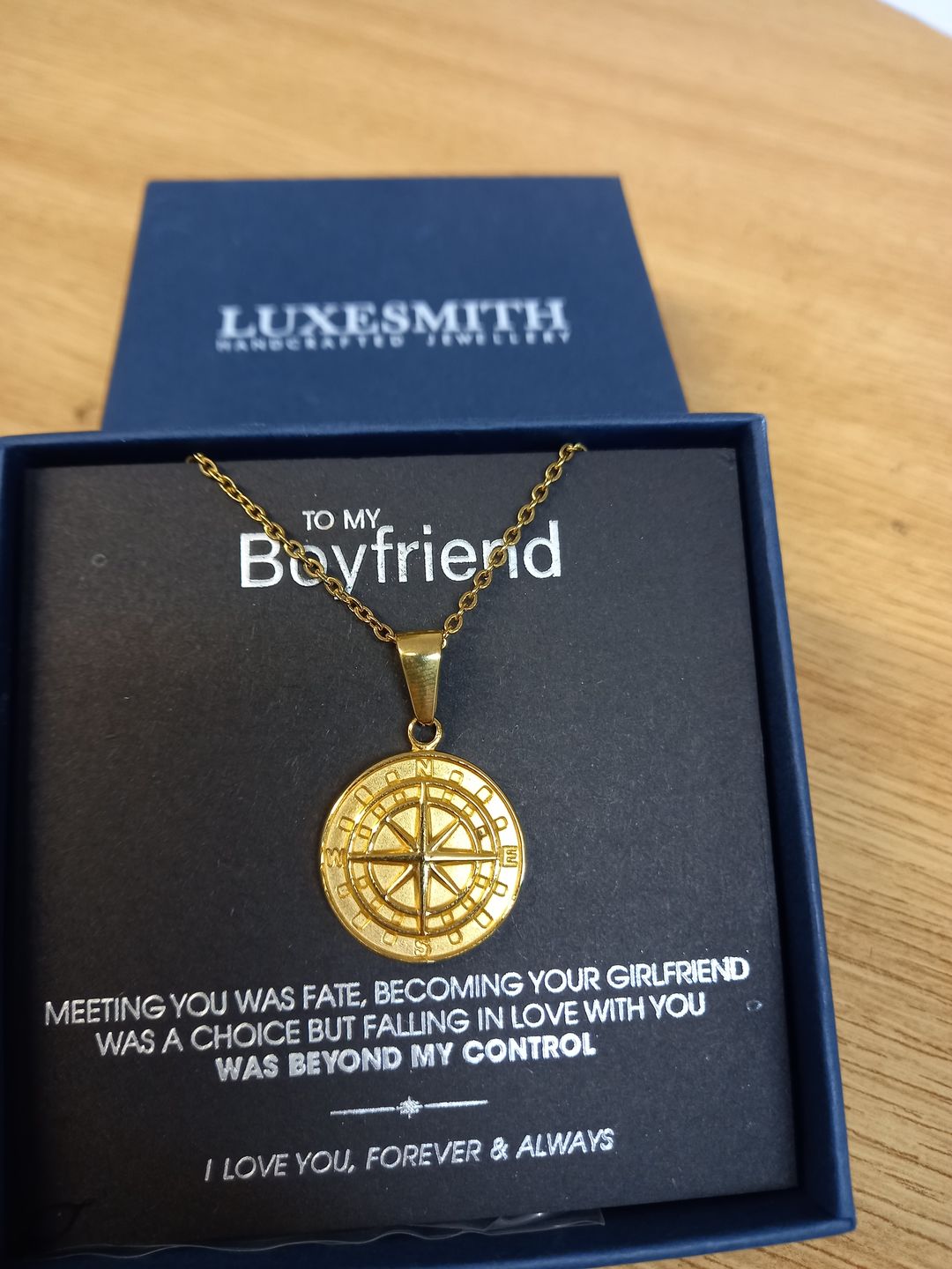 Customer photo review of "To My Boyfriend" - Compass Pendant