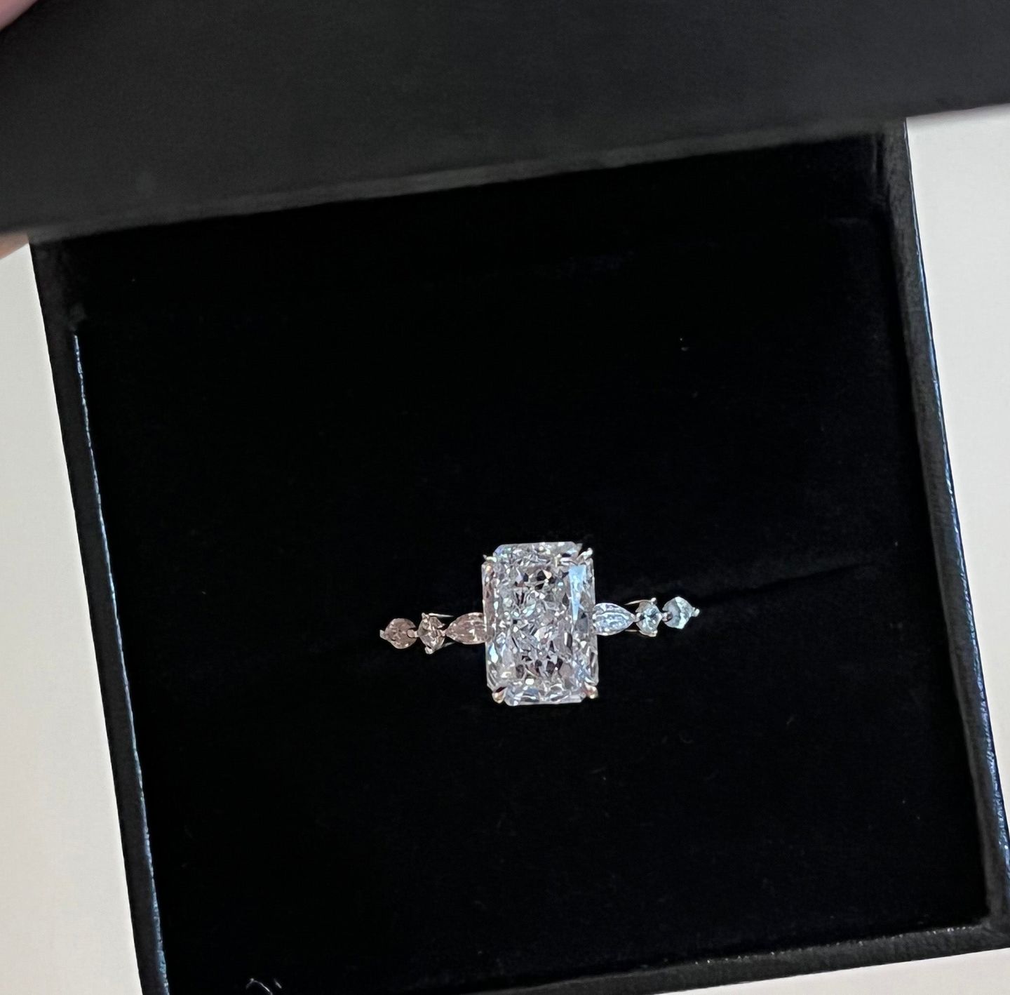Customer photo review of S925 Sparkle 3.5Ct Radiant Cut Engagement Ring For Women In Sterling Silver