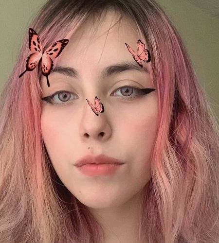 Customer photo review of Fantastic Baby Kitty Pink Colored Contact Lenses