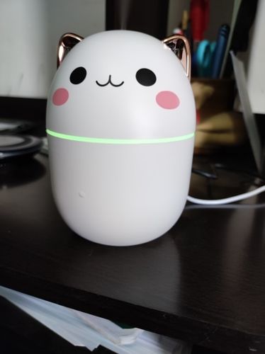 Customer photo review of Cute Blushing Cat Air Humidifier Night Light