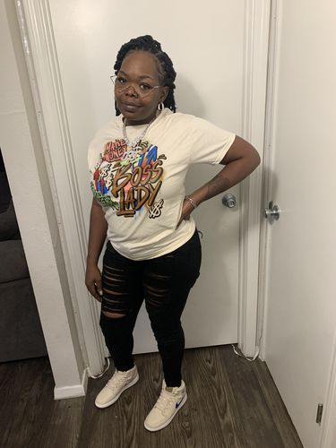 Customer photo review of Boss Lady Unisex Shirt Match Jordan 4 Wild Things - Pearl White Tshirt