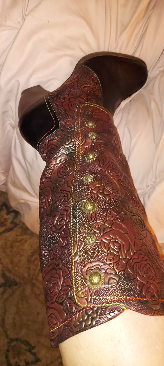 Customer photo review of Retro Printed Hand-made Boots