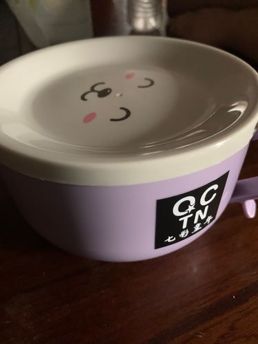 Customer photo review of Cute Bunny Noodle Bowl with Lid and Spoon