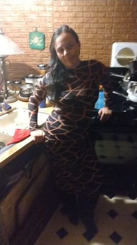 Customer photo review of Graphic Print Classic Mesh See-Through Midi Dress