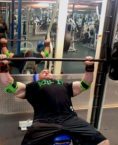 Customer photo review of Personal Record Heavy Duty Premium Elbow Wraps PR903 - Neon