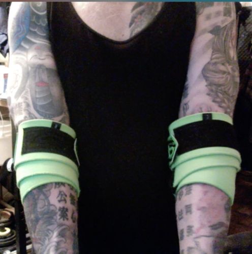 Customer photo review of Personal Record Heavy Duty Premium Elbow Wraps PR903 - Neon