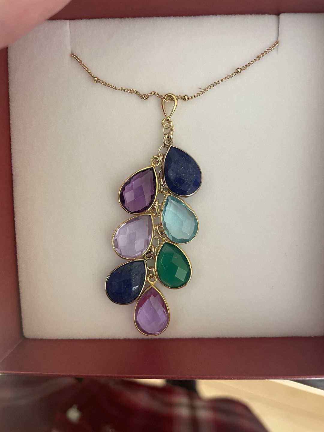 Customer photo review of Teardrop Birthstone Bezel Pendant