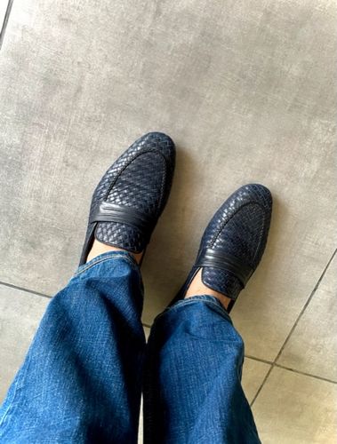 Customer photo review of Handwoven Loafers - Navy