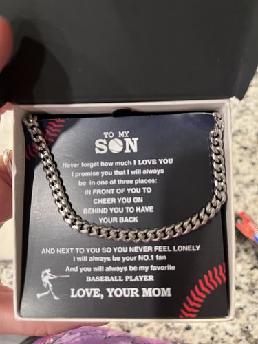Customer photo review of Cuban Link Necklace - My Baseball Son, #1 Fan, Love Mom