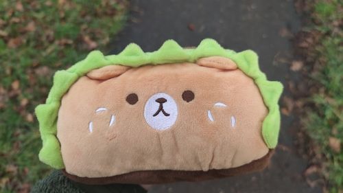Customer photo review of Plush Hamburger Buddy Pencil Case