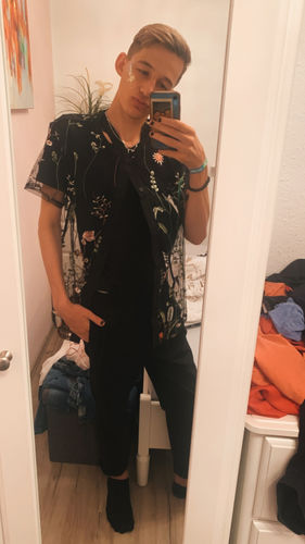 Customer photo review of Mens Sexy Floral Mesh Short Sleeve Shirts SKUH00565