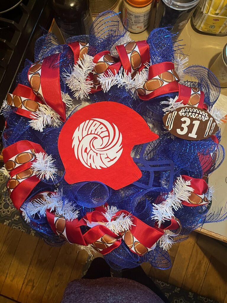 Customer photo review of Unfinished Wood Football Helmet Shape - NFL DIY Helmet - Craft - up to 24"